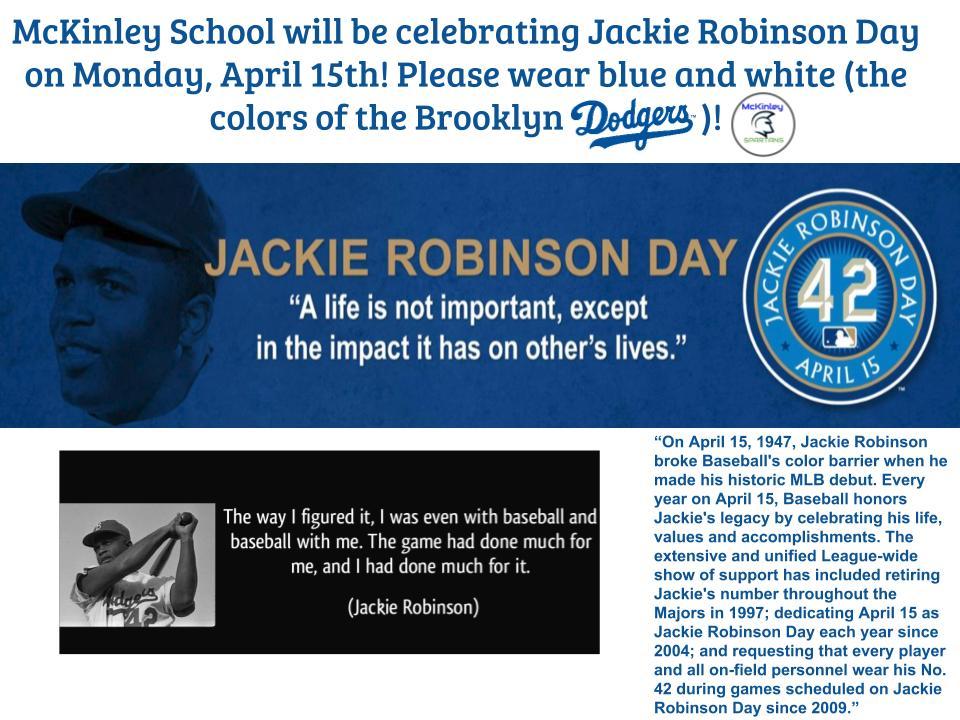 jackie robinson flyer for blue and white day