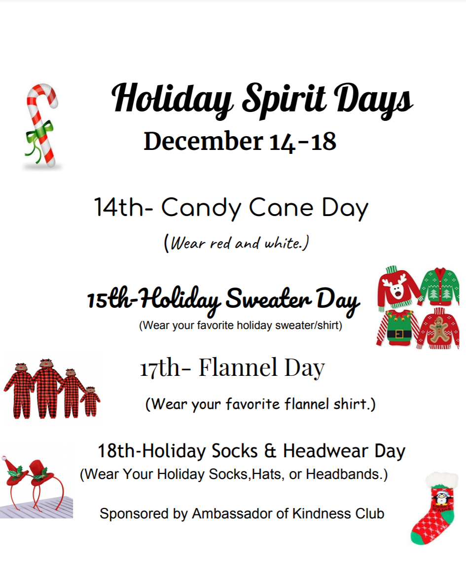 holiday spirit day schedule